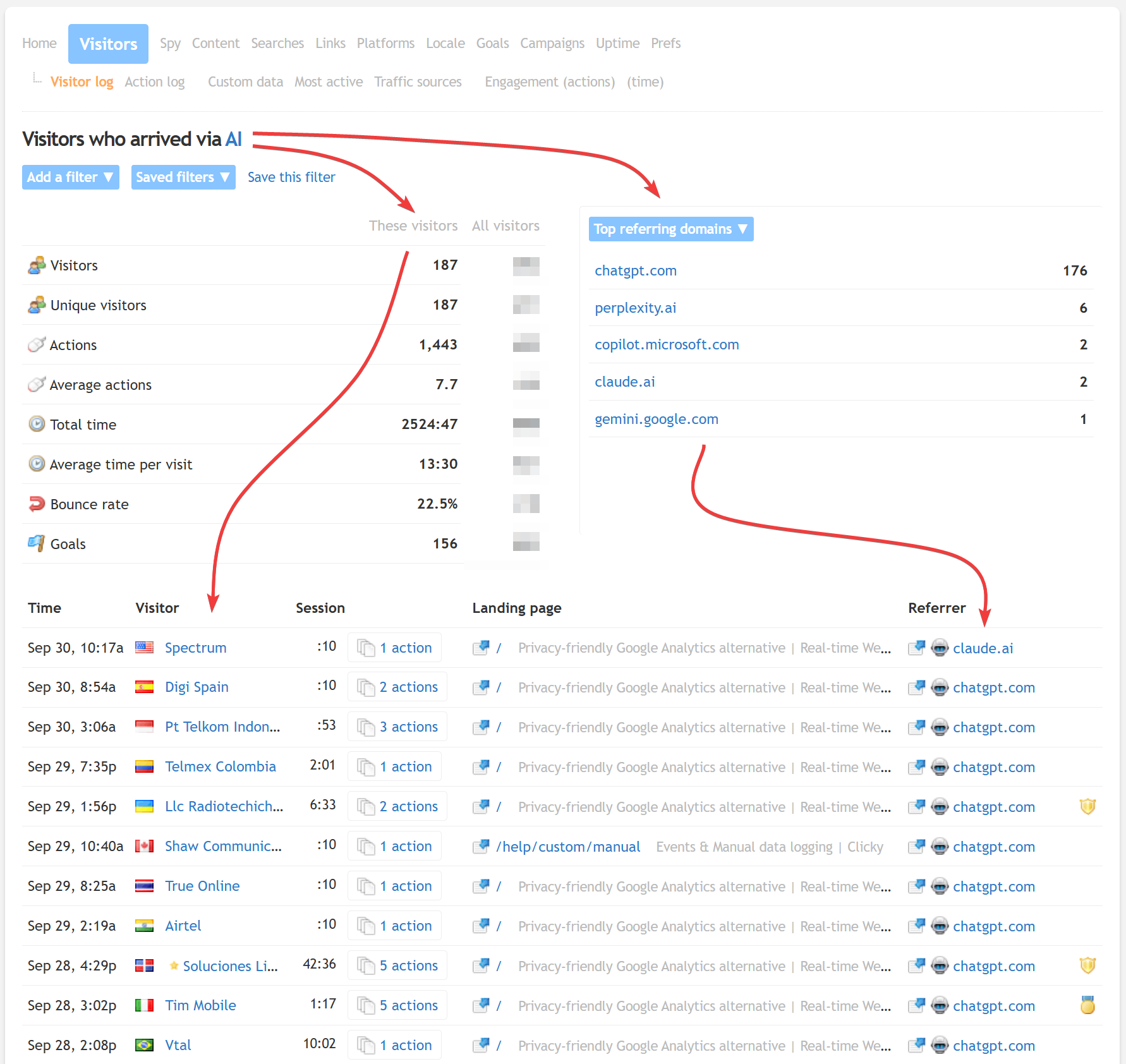 AI analytics visitor filter