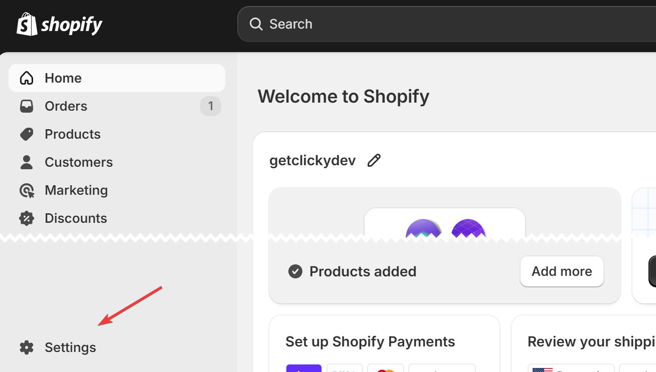 Shopify settings