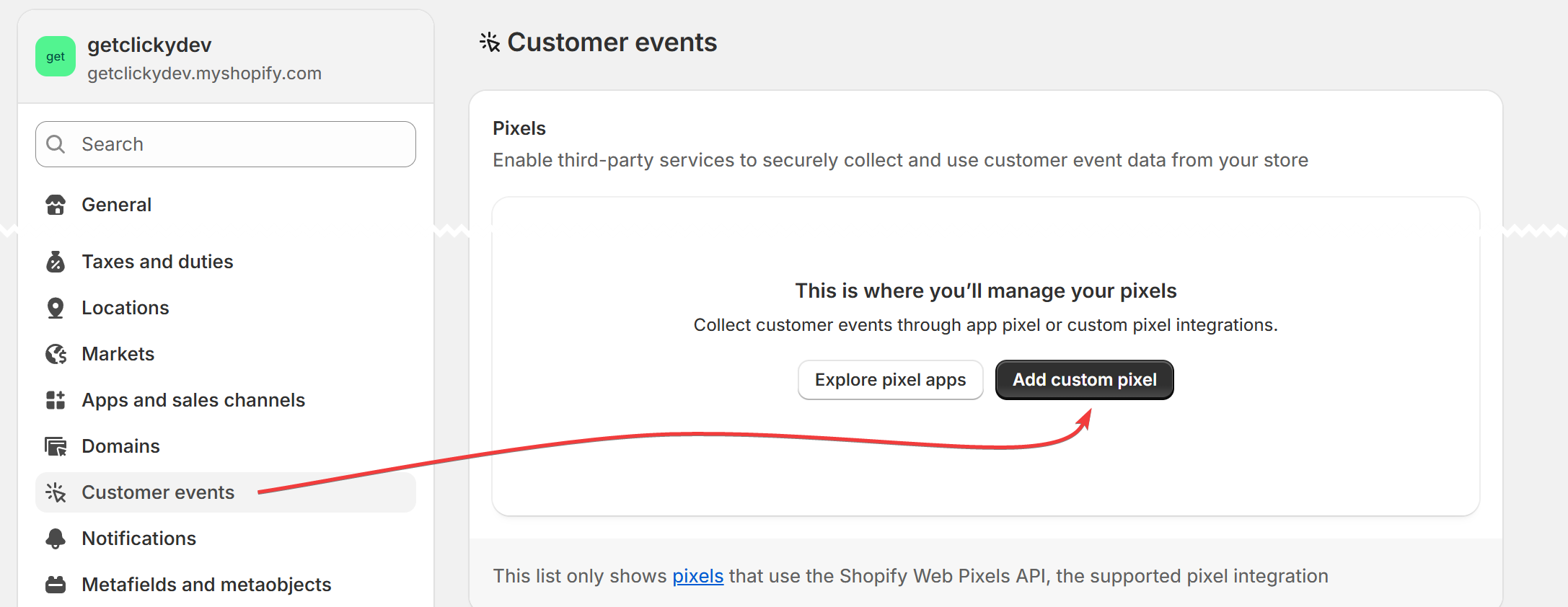 Shopify menu