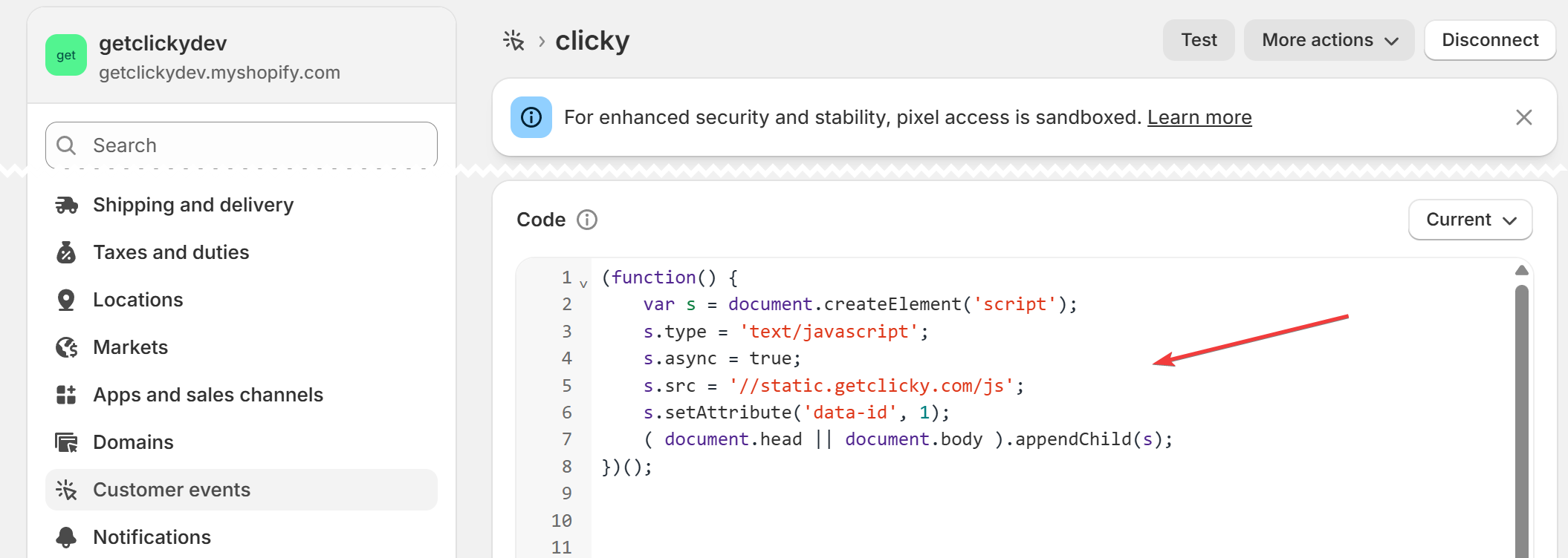 Shopify tracking code